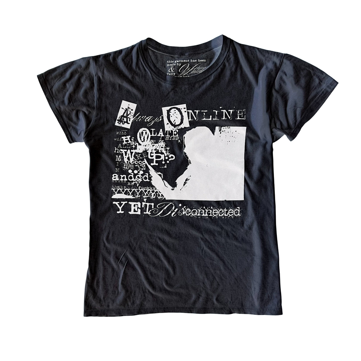 “disconnected” tee (black)